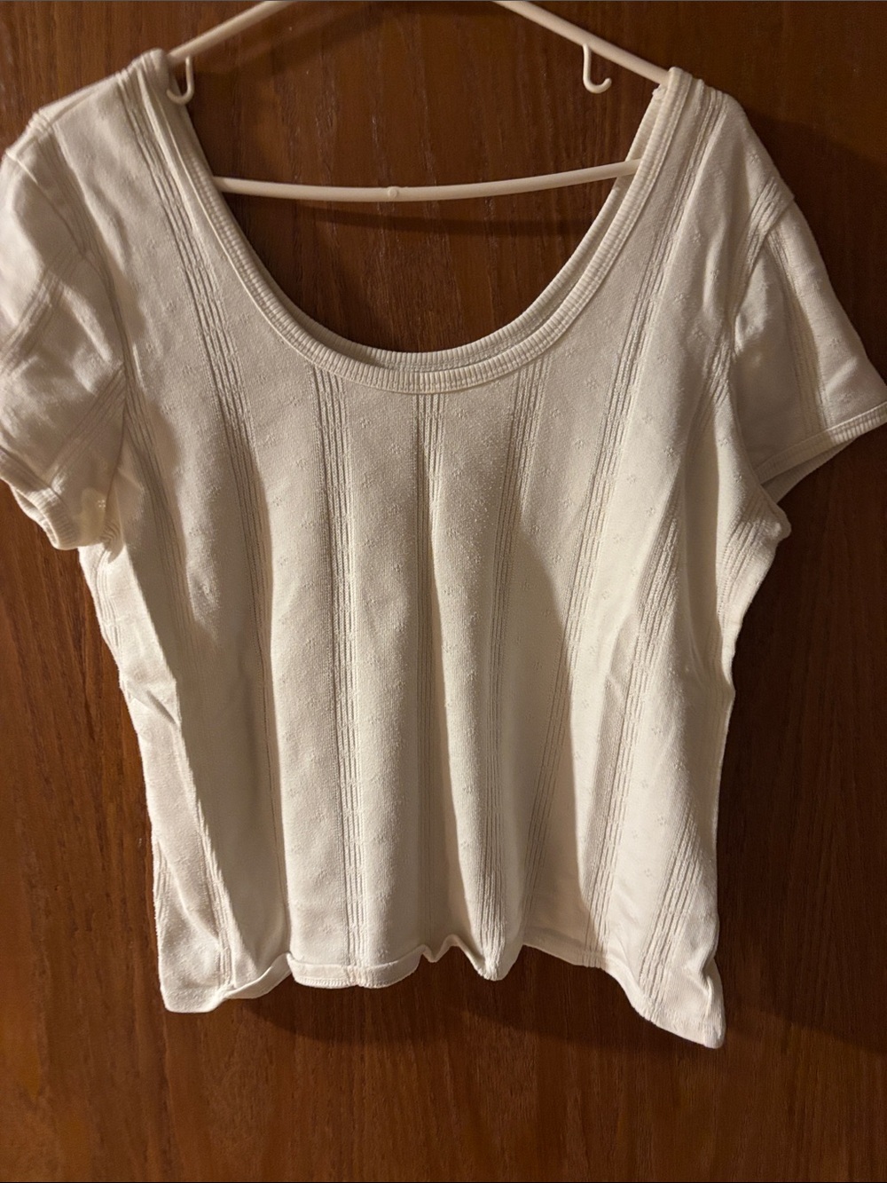 Madewell Cream Scoop Neck Short Sleeve Ribbed Top